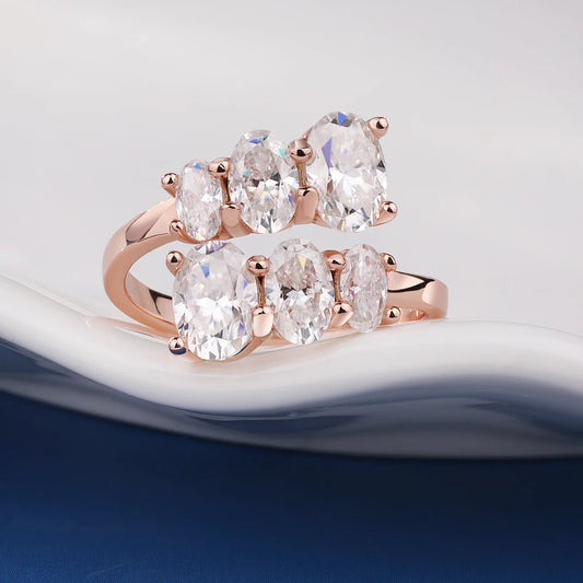 3.6cttw Oval Cut Moissanite Diamond Engagement Ring for Women 925 Sterling Silver 18K Gold Plated Wedding Bands Fine Jewelry