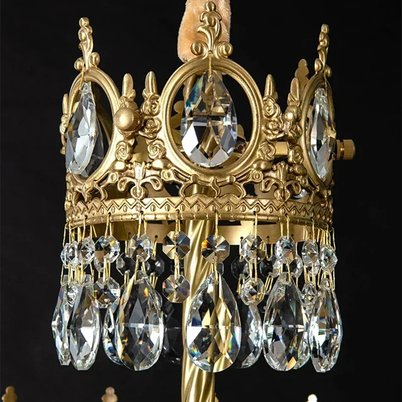 Modern Luxury Chandelier LED Crystal Vintage French Pendant Lamps for Living Dining Table Room Golden Crown Lighting Home Deocr