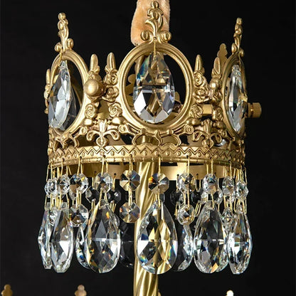 Modern Luxury Chandelier LED Crystal Vintage French Pendant Lamps for Living Dining Table Room Golden Crown Lighting Home Deocr