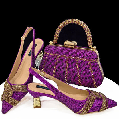 Doershow Lastest Italian Design Fashion Style Ladies Shoes with Matching Bag Set 2024 Nigerian Shoes and Bag Set HAS1-5