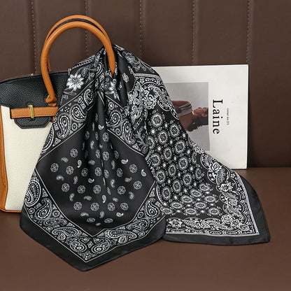 70Cm Square Paisley Printed Women Scarf Silk Satin Scarves Shawl Designer Headband Hijab Bandana Wrap Bufanda