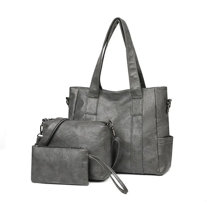 3 Set Women's New High-quality PU Leather Shoulder Cross-body Bags Luxury Designer Ladies Messenger Commuting Versatile Handbags
