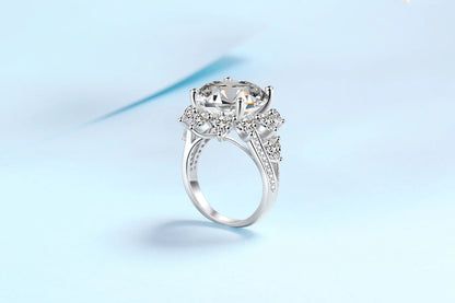 10ct Women's Moissanite Ring Wealth Flower Light Luxury Design PT950 Platinum Setting for Enhanced Confident Aura And Brightenin