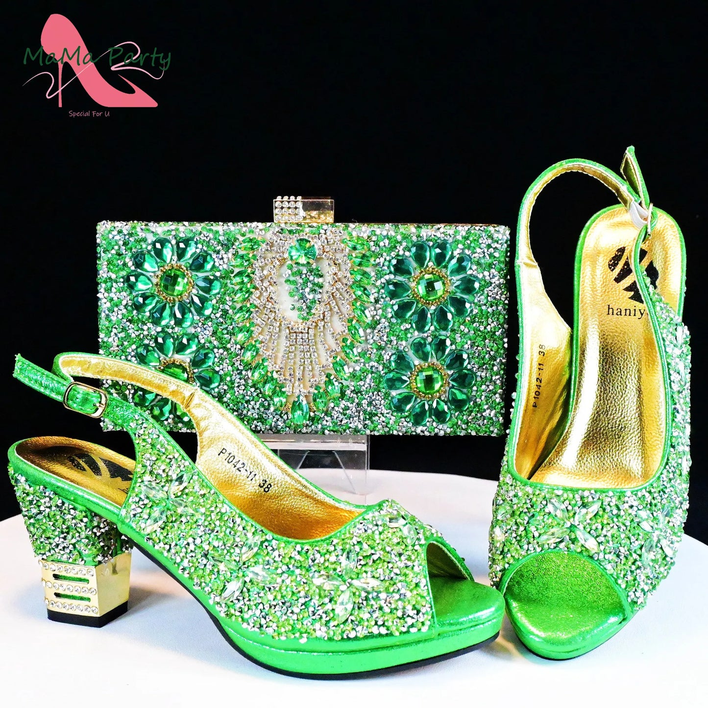 2025 Fashion Style Nigerian Ladies Lovely Shoes and Bag to Match Set in Gold Color Specials Pumps for Dress