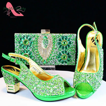 2025 Fashion Style Nigerian Ladies Lovely Shoes and Bag to Match Set in Gold Color Specials Pumps for Dress