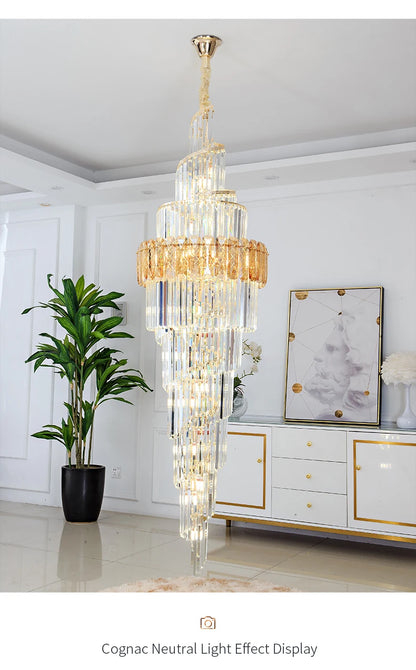 Light Luxury Large Chandelier Spiral Staircase Chandelier Luxurious And Atmospheric Duplex Villa Hotel Lobby Chandelier