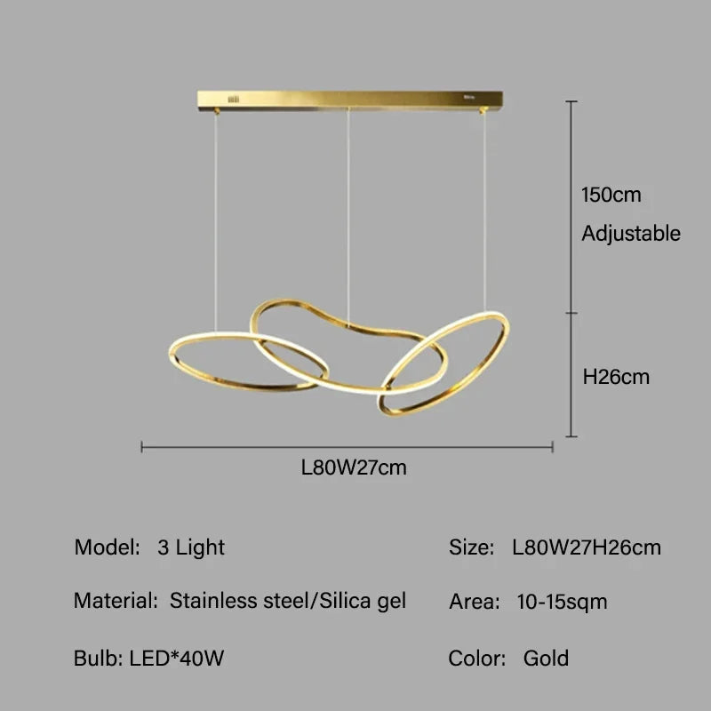 Modern Rose Gold LED Chandeliers Ligthing Nordic Lustre Home Decor Circle Rings Chandelier Hanging Pendant Lights Fixtures