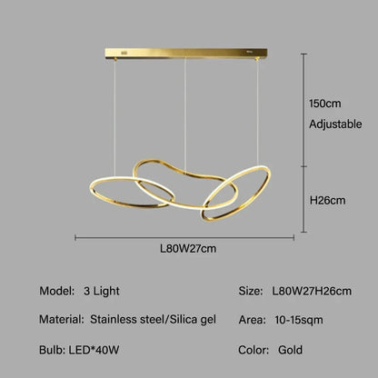 Modern Rose Gold LED Chandeliers Ligthing Nordic Lustre Home Decor Circle Rings Chandelier Hanging Pendant Lights Fixtures