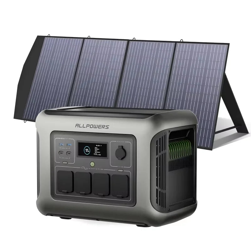 ALLPOWERS R1500 LITE Portable Power Station 1056Wh Solar Generator & Solar Panel 2×100W / 140W / 200W / 400W / 600W  for Camping