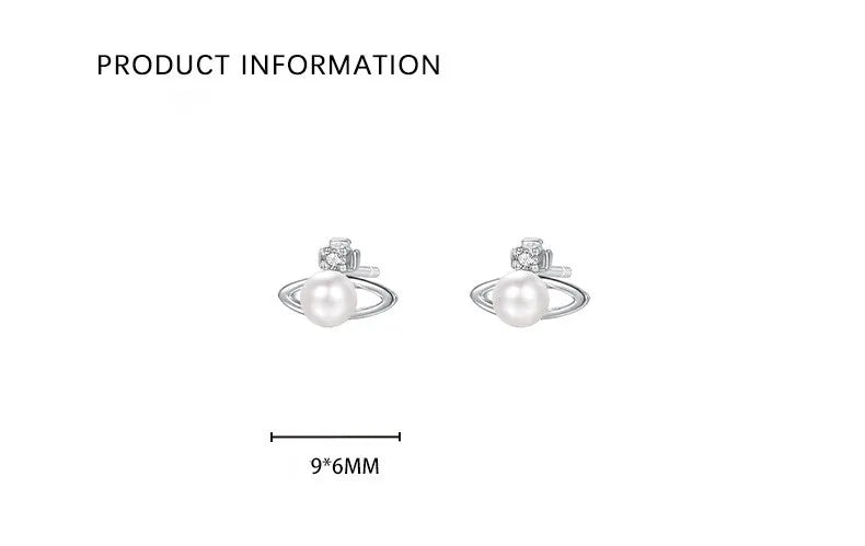 Fashionable Simple 999 Sterling Silver Zircon Planet Shell Earrings for Women Exquisite Light Luxury Jewelry