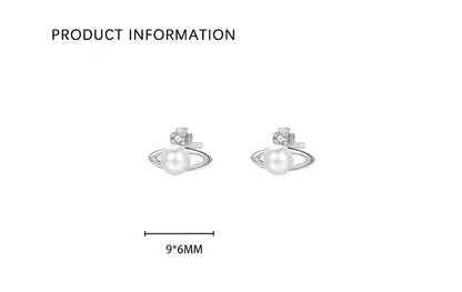 Fashionable Simple 999 Sterling Silver Zircon Planet Shell Earrings for Women Exquisite Light Luxury Jewelry
