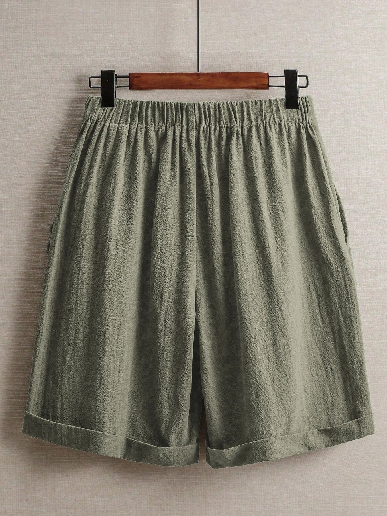 Summer women's thin five-point pants, wide-leg casual straight-leg high-waisted women's pants, fashionable outdoor sports pants