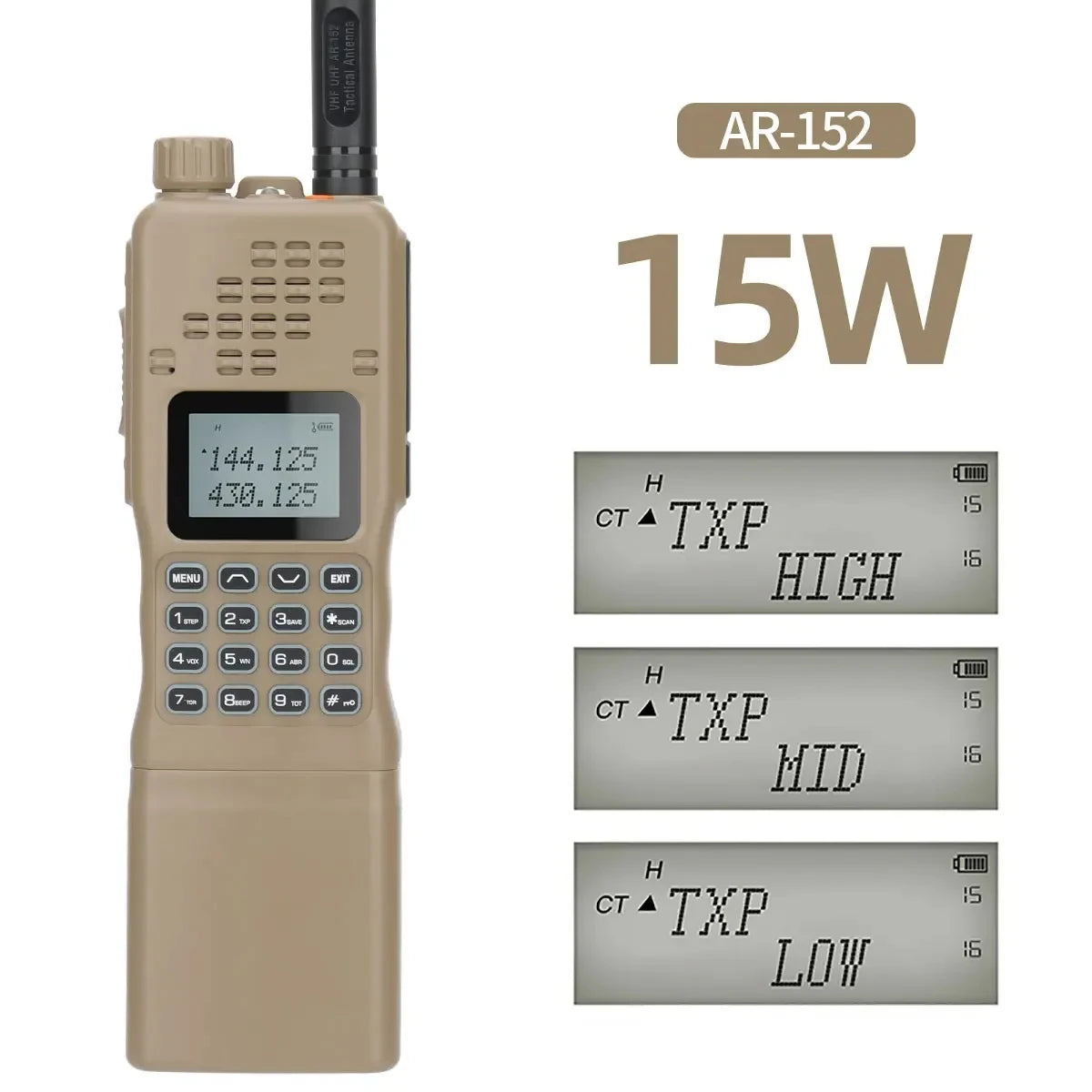 Baofeng AR-152 Dual Band VHF/UHF 136-174/400-520MHz Tactical Ham Radio AN/PRC-152 12000mAh Walkie Talkie