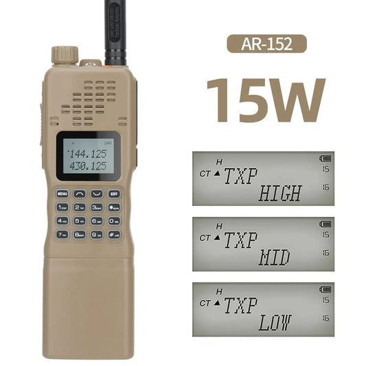 Baofeng AR-152 Dual Band VHF/UHF 136-174/400-520MHz Tactical Ham Radio AN/PRC-152 12000mAh Walkie Talkie