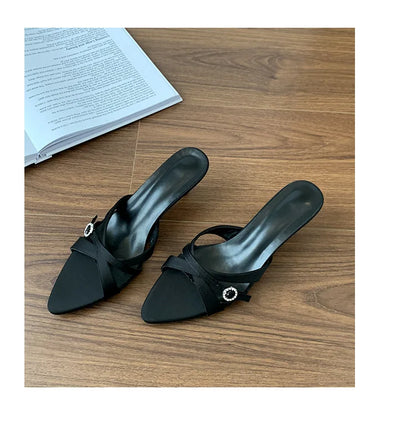 Sexy High Heels Slippers Pointed Toe Heels Shoes for Woman Sandals Luxury Dress Slides Elegant Pumps Party Mujer Flip Flops