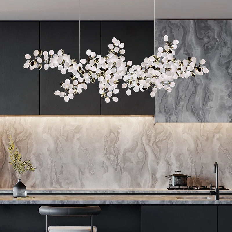 Nordic Luxury Grapes Bunch Hanging Chandelier Lamp for Dining Room Living Room Loft Villa Hotel Hall Decor Pendant Lights