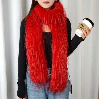 Fashion  Long Strip Scarf Thick Fluffy Imitation Mink Fur Y2K Girl Scarf Luxury Classic Soft Shawl Ladies Tassels Scarf