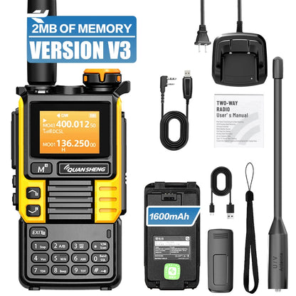 QUANSHENG UV-K5(99) V3 Walkie Talkie 2MB Memory 50-600MHz Air Band RX 5W Two Way Radio Type-C Wireless Copy Custom Firmware
