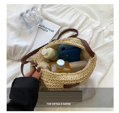 Ladies Fashion Summer Straw Crossbody Bag Women Beach Holiday Shopping Woven Shoulder Handbag Messenger Purses For Women Bags