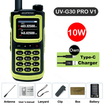 Baofeng Walkie Talkie UV-G30 Pro V1 10W Four Bands Long Range Portable Ham Radios Copy Frequency Waterproof 2-Way Radio Ham 2026