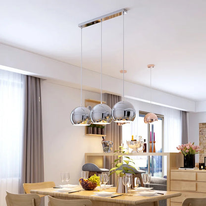Nordic Rose Gold Pendant Lights Plated Metal Hanging Lamp Fixtures Dining Room Kitchen Island Bar Cafe Indoor Decor Lighting E27