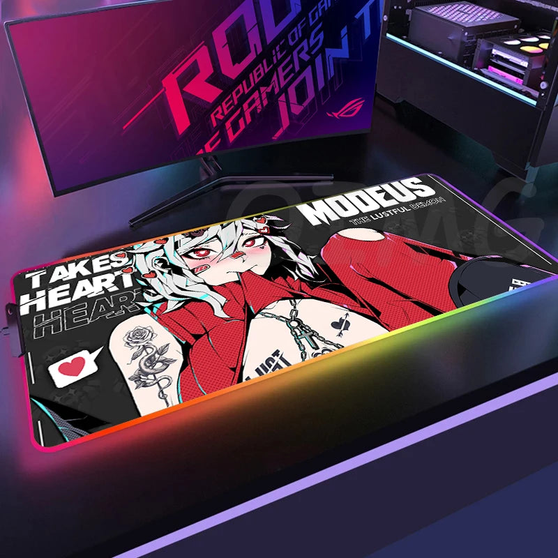 Sexy GirlLED Gaming Mousepads Large Backlight Desk Mat Non-Slip Gamer Mousepad Locking Edge RGB Mouse Pad Luminous Mouse Mat