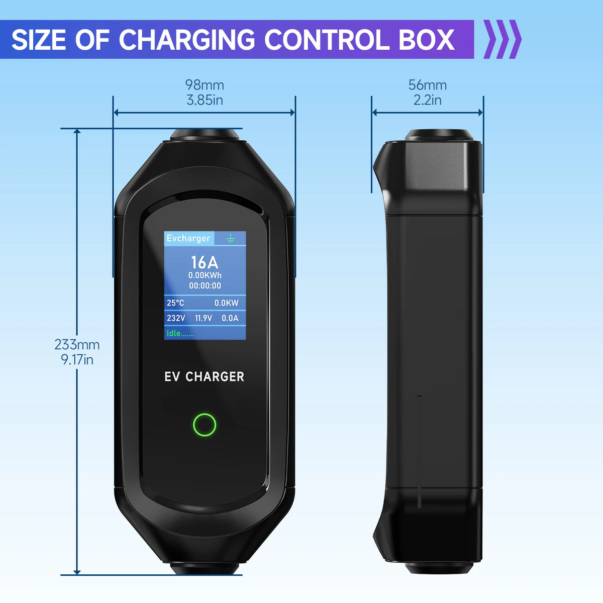 7KW Portable EV Charger Type2/Type1/GBT Electric Car Charger 32A 1Phase Wallbox Fast Charging Cable WiFi APP Bluetooth Control