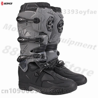 SCOYCO MBM004 Motorcycle Protective Boots Anti-drop Motocross Boots Anti-Slip All-Terrain Grip Motobike Waterproof Shoes
