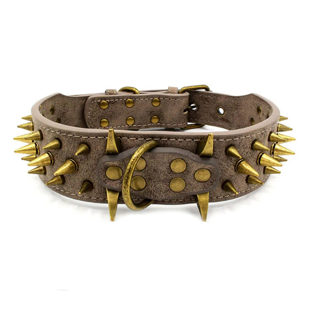 The Mighty Large Spiked Studded Dog Collar Protect Dog's Neck from Bites Durable & Stylish Dog Spike Collar for Mastiff Pitbull