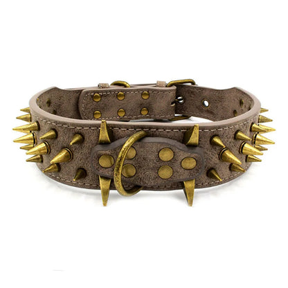 The Mighty Large Spiked Studded Dog Collar Protect Dog's Neck from Bites Durable & Stylish Dog Spike Collar for Mastiff Pitbull