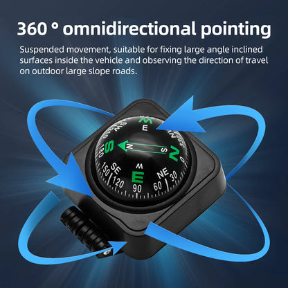 Portable Outdoor Hiking Car Compass Navigation Dashboard Ball Shaped Compass for Boat Vehicle Cycling Direction Pointing Guide