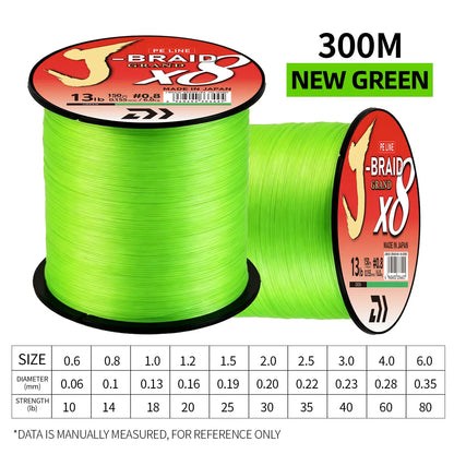 2026 Original X8DAIWA-J Braided Expedition 8 strands Fishing Line PE Super Line Sea Fishing wire 100/150/200/300/500/1000M Pesca