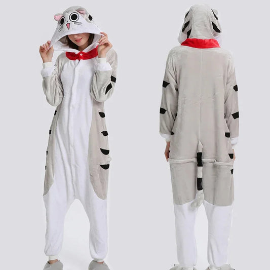Winter Cat Pajamas Onesie Adults Kigurumi Unicorn Animal Sleepwear Slipper Onesies Women Men Kids Flannel Nightwear Home Clothes