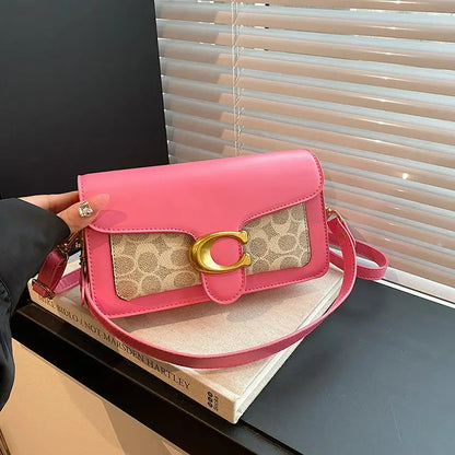 Luxury C Buckle Tabby Shoulder Bag Women Vintage Print Leather Underarm Bag 2 Removable Straps Crossbody Small Square Handbag La