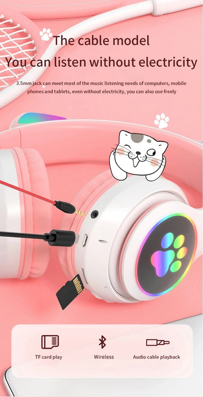 Cat Shaped Wireless Bluetooth Earphones Handsfree Earbuds with Microphone for All Phones Fashion Headphoens Game Headset