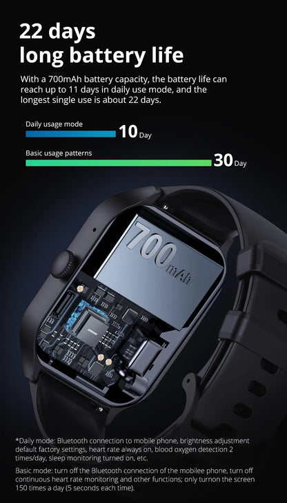 COLMI P77 Smartwatch, Up to 11 day battery life,  Massive 700mAh battery, 2 inch display, Health Management Smart Watch