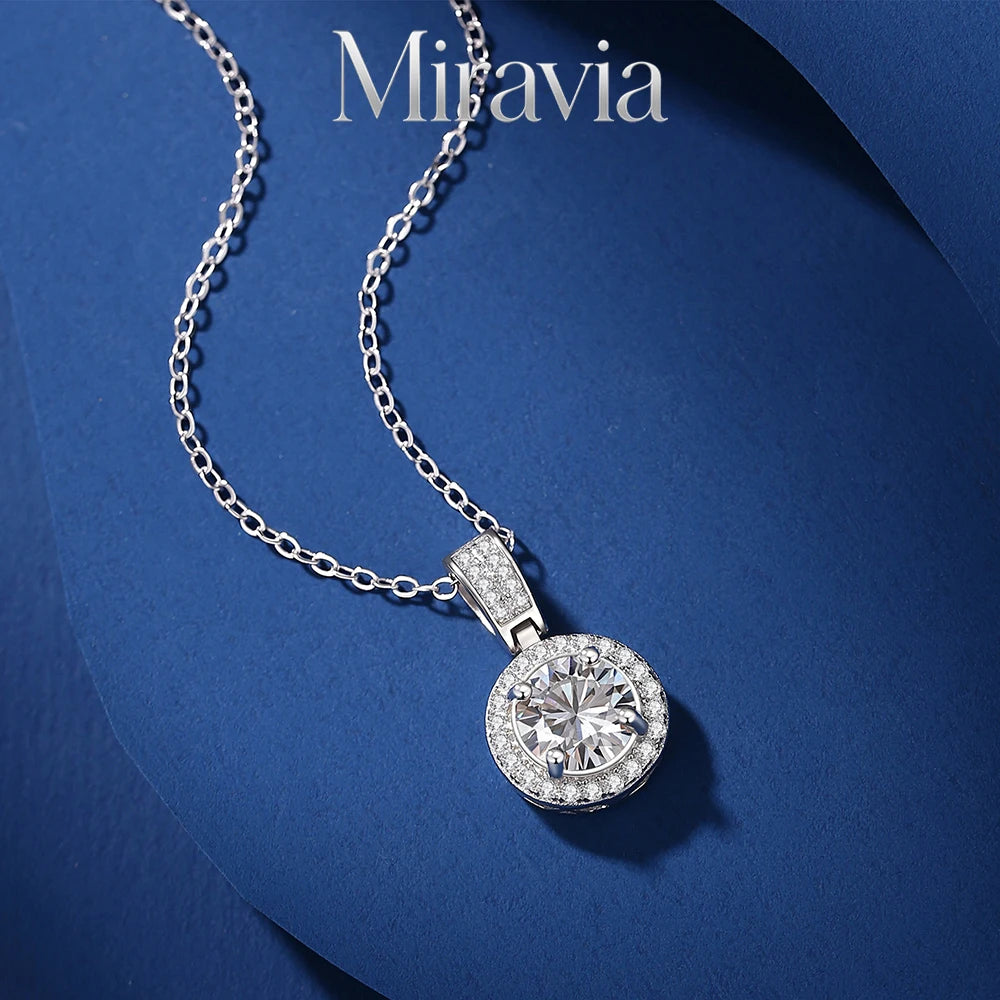 Sparkling VVS1 D Color Moissanite Necklace 925 Sterling Silver With Certificate For Women White Gold Plated Fine Wedding Jewelry