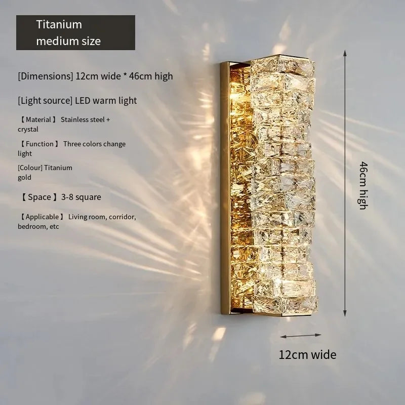 Luxury Crystal Wall Lamp Modern LED Sconce Chrome Gold Mirror Wall Light For Living Room Bedroom Aisle Indoor Decor Vanity Light