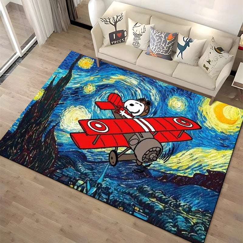 Cartoon Snoopy HD Printed Rugs Carpet For Living Room Home Decoration Children's Crawling Living Room Area Rug Game Floor Mat