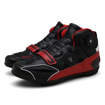 Leather Motorcyclist Boots Men's Motorcycle Ankle Boots Motocross Racing Shoes Women Breathable Mesh Biker Boots Anti-slip Shoes