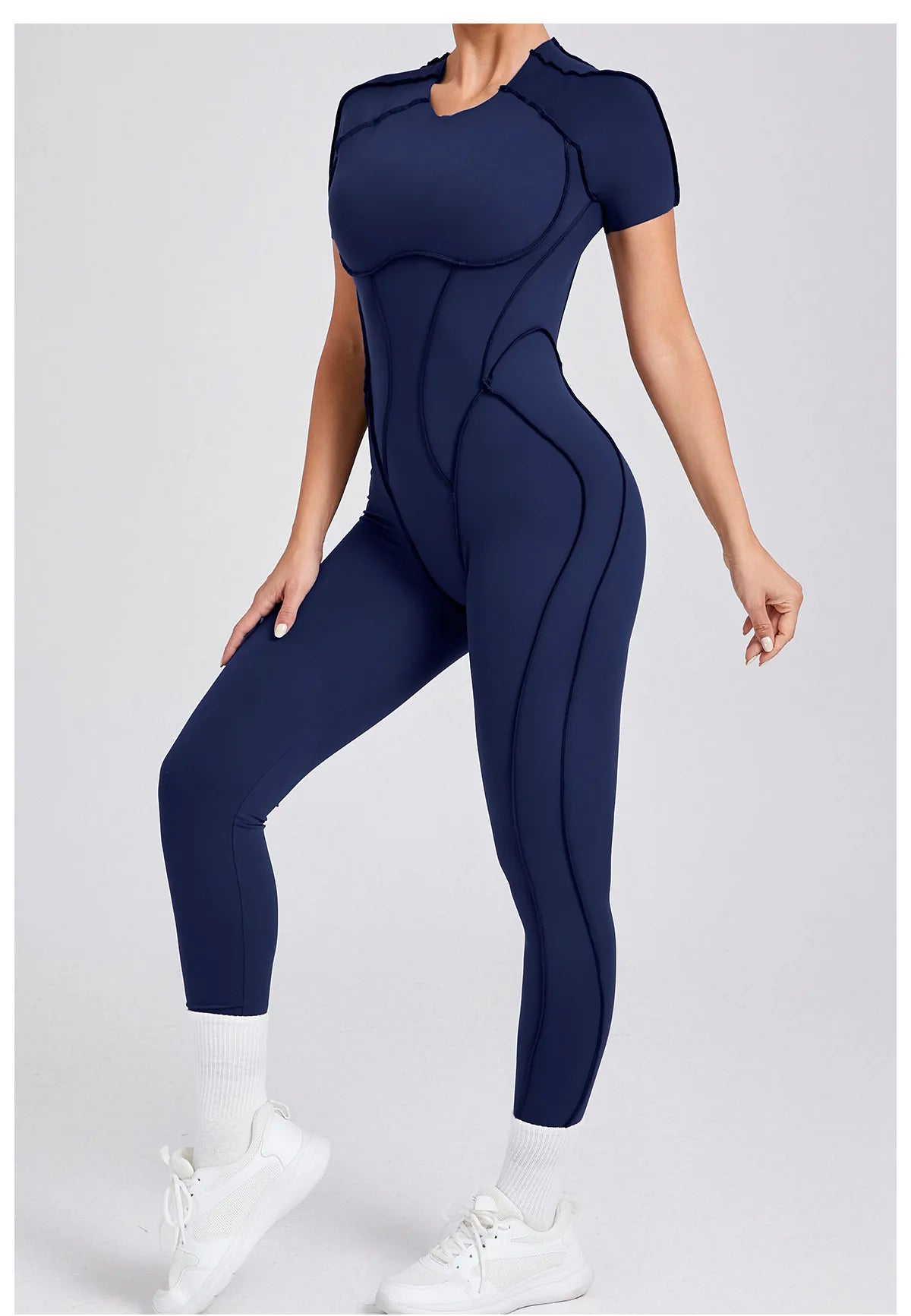 Women's Sports Jumpsuit Kit Yoga Fitness Bodysuit Hip-lifting Open Back Tight High Elasticity Outdoors Gym Workout Sexy Clothes