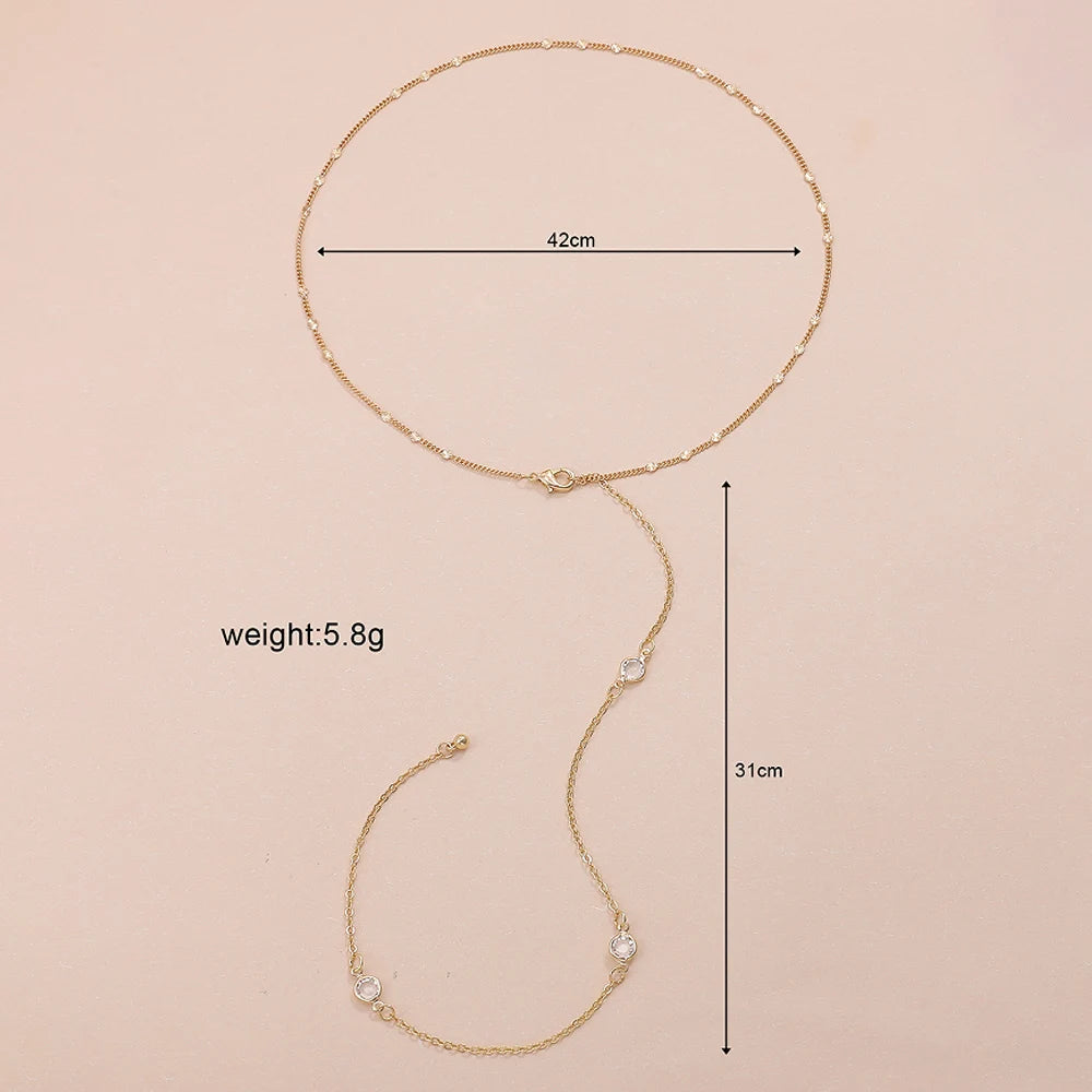 Elegant Crystal Bride Back Chain Necklace Dress Accessories Gift Fashion Round Rhinestone Backless Necklace Wedding Body Jewelry
