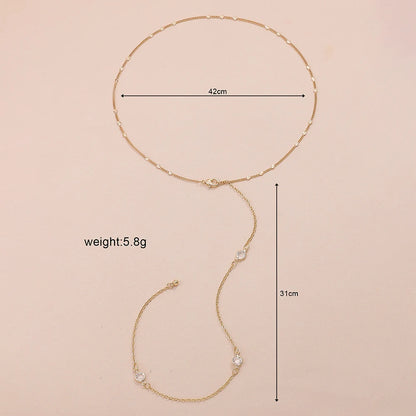 Elegant Crystal Bride Back Chain Necklace Dress Accessories Gift Fashion Round Rhinestone Backless Necklace Wedding Body Jewelry