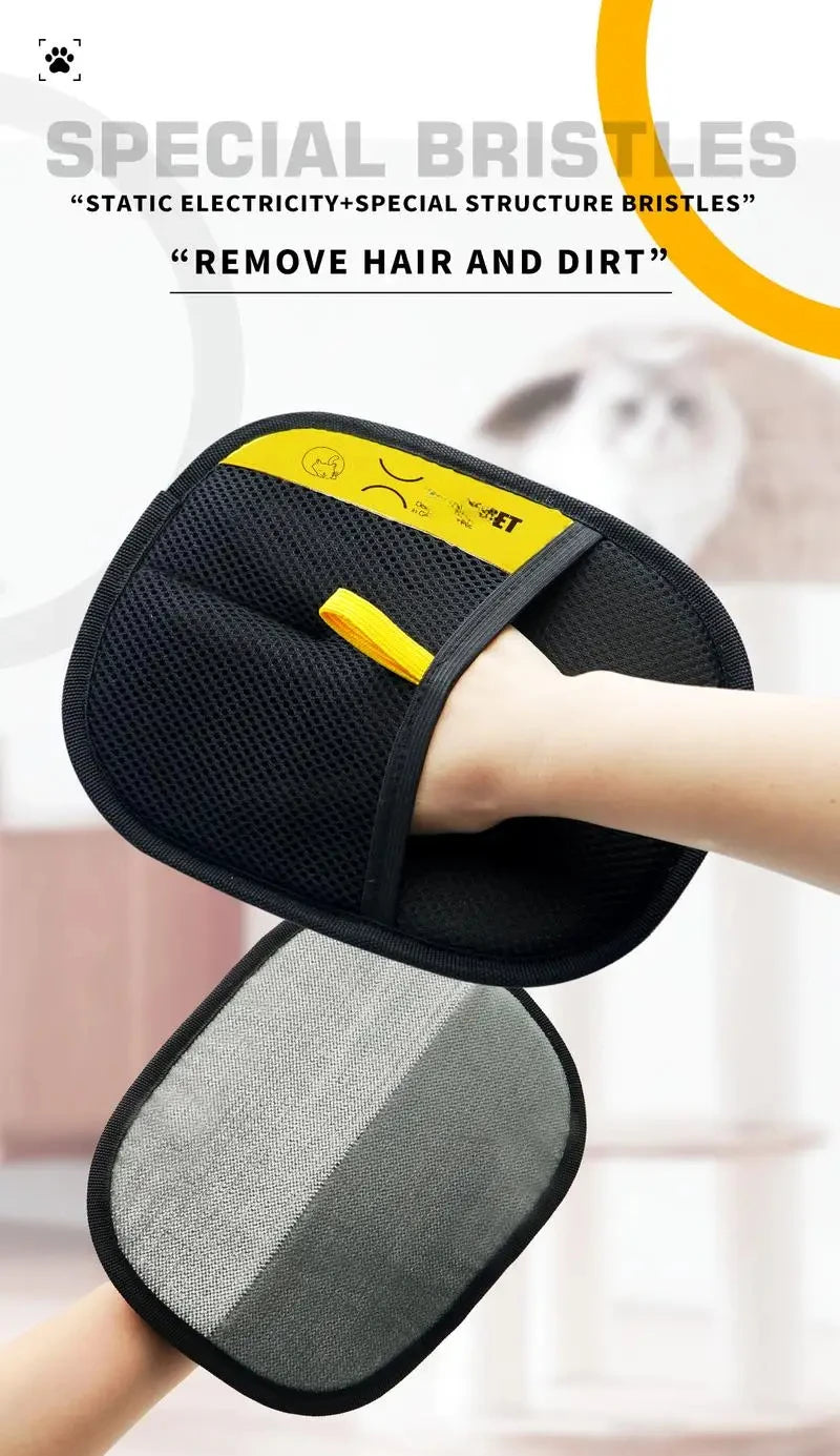 Animal hair glove Electrostatic gloves Two-way brush pet hair removal glove for cats dogs clothes furniture  electrostatic