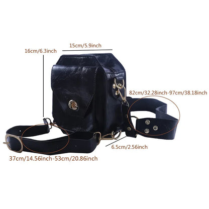 Punk Retro PU Square Waist Bag Casual Small Square Hip Packs For women's Crossbody Cross Multi-function Outdoor Leg Phone Pouch