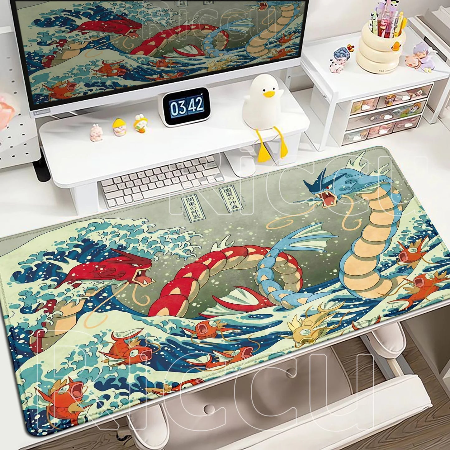Gaming Anime P-Pokemons Gyarados Mousepad Large Non-slip Rubber Mouse Pad Gamer XXL 900x400mm Pc Keyboard Desk Mouse Mat Carpet