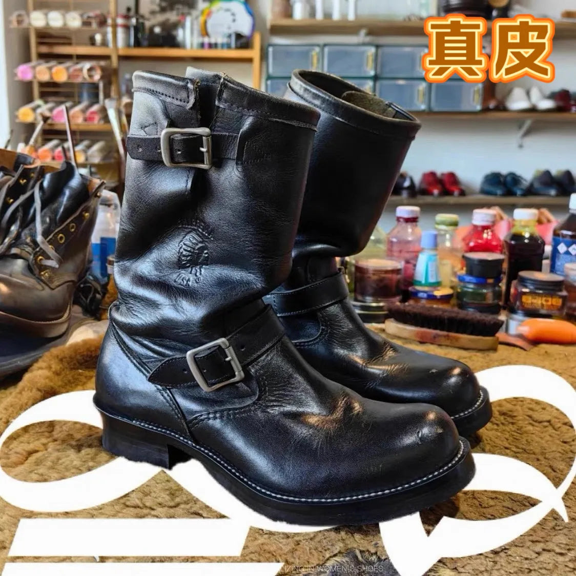 Men's Retro Motorcycle Boots Black Real Leather Knight Cargo Boots Trendy Round Toe Shoes botas para moto motorcycle boots