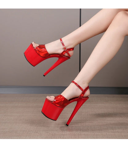 Platform Shoes for Women 2023 Designer Luxury Strip Pole Dance Heels Dance Shoes Red Pink Sandals Women Summer Elegant 20cm High