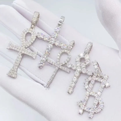 12 Styles Full Moissanite Diamond D Color Cross Pendant S925 Sterling Sliver White Gold Moissanite Pendant for Women Men