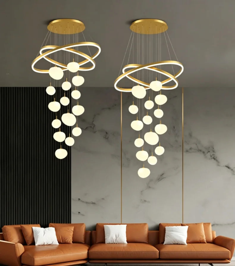 Modern Home Decor LED Lights Pendant Light Lamps for Staircase Chandeliers for Living Room Hanging Light Indoor Lighting